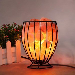 Himalayan Pink Salt Lamp-  Metal Casing- comes with dimmer switch-gift idea